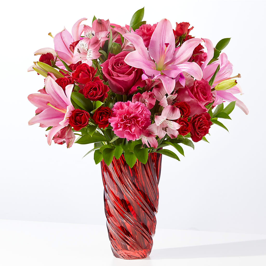 In Love Bouquet with Luxe Swirl Vase – Bruce Philp Florist, Windsor ON