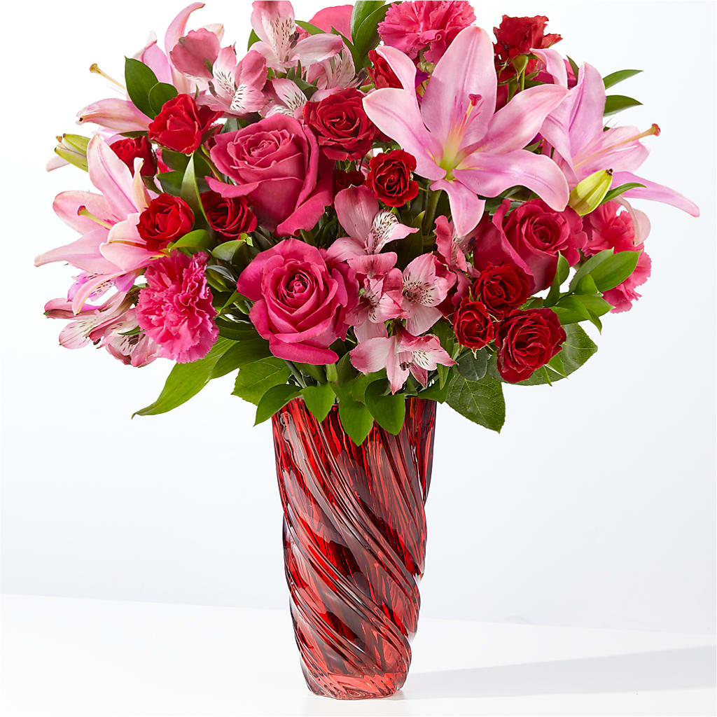 In Love Bouquet with Luxe Swirl Vase – Bruce Philp Florist, Windsor ON