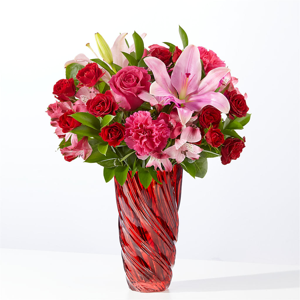 In Love Bouquet with Luxe Swirl Vase – Bruce Philp Florist, Windsor ON