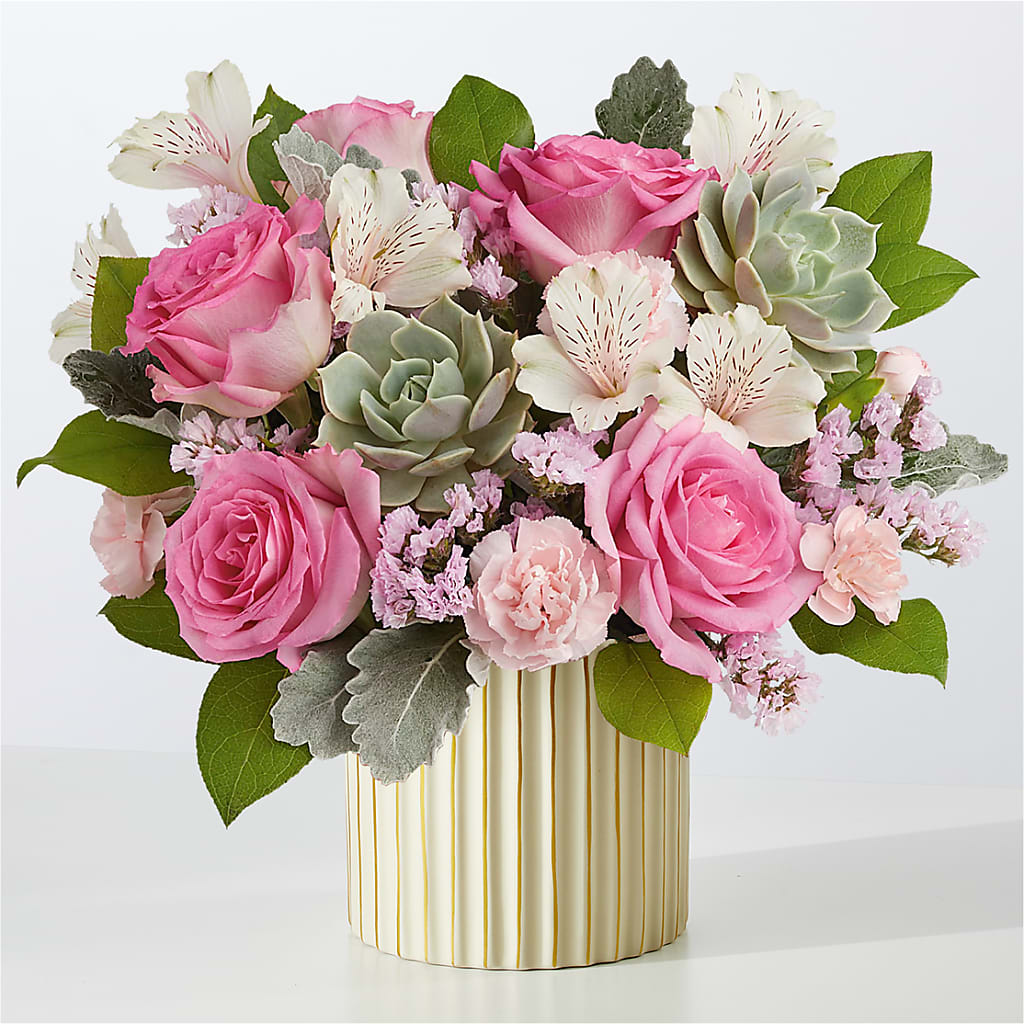 Dusty Rose Bouquet with Ivory Vase – Bruce Philp Florist, Windsor ON