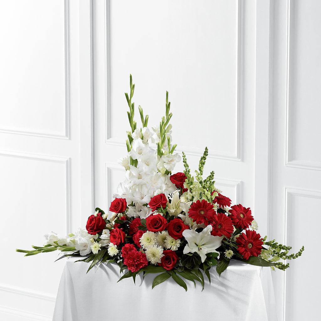 Crimson & White Arrangement – Bruce Philp Florist, Windsor ON