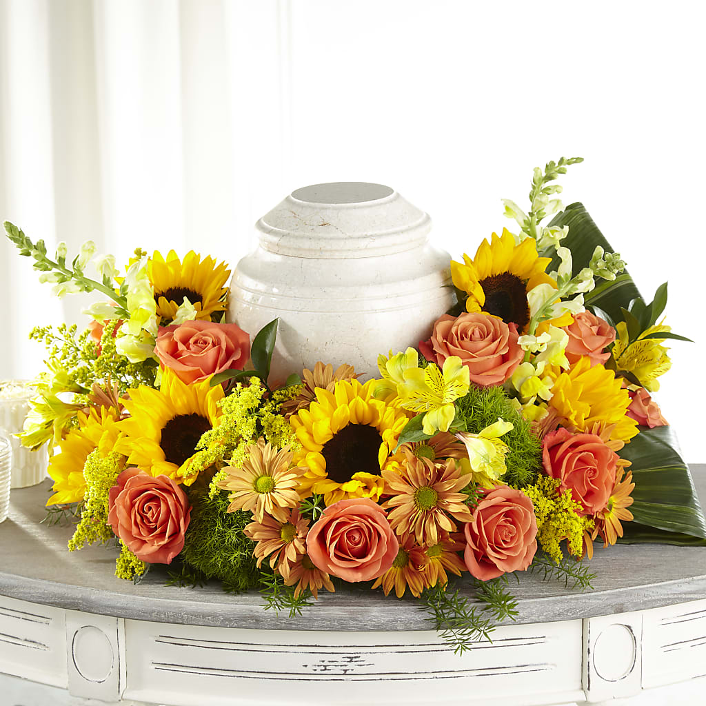 Faithful Sunflower Cremation Adornment – Bruce Philp Florist, Windsor ON