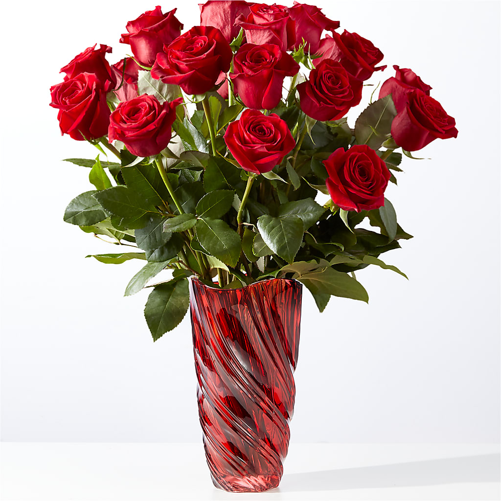 Classic Love Red Rose Bouquet with Luxe Swirl Vase – Bruce Philp Florist, Windsor ON