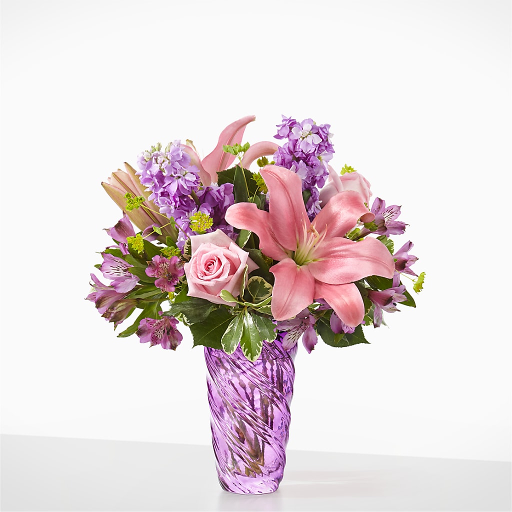 Precious Petals Bouquet with Luxe Swirl Vase – Bruce Philp Florist, Windsor ON