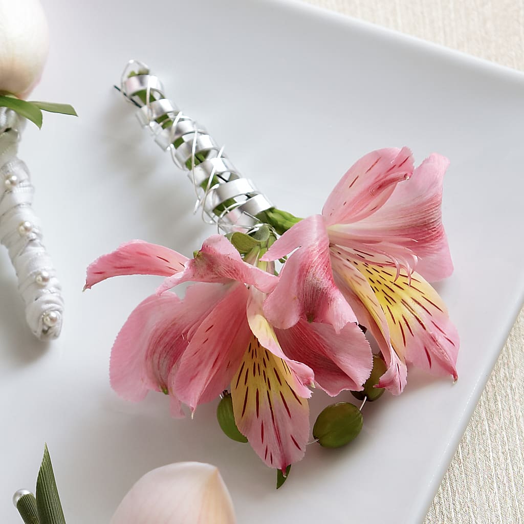 Pink Peruvian Lily Boutonniere – Bruce Philp Florist, Windsor ON