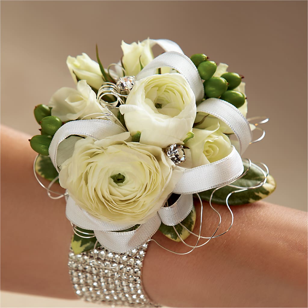 White Wedding Corsage – Bruce Philp Florist, Windsor ON
