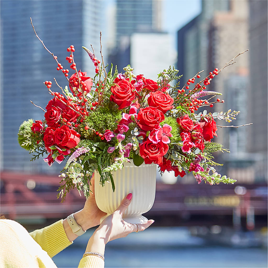 Big Red Bow Bouquet –  Bruce Philp Florist, Windsor ON
