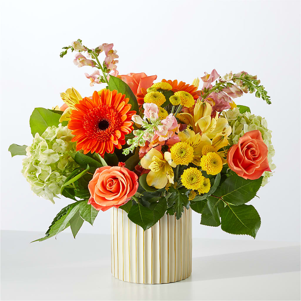 Autumn Sunshine Bouquet with Ivory Vase –  Bruce Philp Florist, Windsor ON